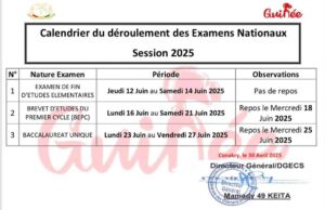 Guinée : Le Calendrier des Examens Nationaux 2025 officiellement publié